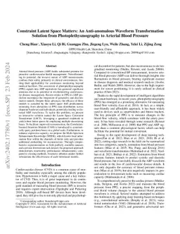 Constraint Latent Space Matters: An Anti-anomalous Waveform
  Transformation Solution from Photoplethysmography to Arterial Blood Pressure