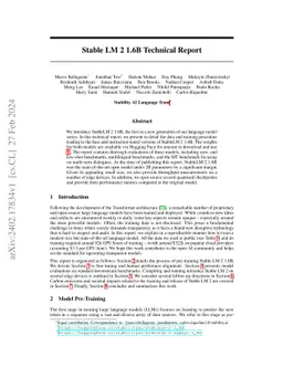 Stable LM 2 1.6B Technical Report