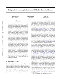 Independent Learning in Constrained Markov Potential Games
