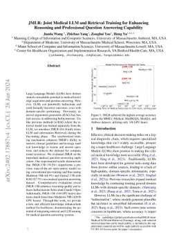 JMLR: Joint Medical LLM and Retrieval Training for Enhancing Reasoning
  and Professional Question Answering Capability