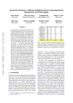 Researchy Questions: A Dataset of Multi-Perspective, Decompositional
  Questions for LLM Web Agents