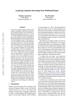 Acquiring Linguistic Knowledge from Multimodal Input