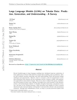Large Language Models(LLMs) on Tabular Data: Prediction, Generation, and
  Understanding -- A Survey