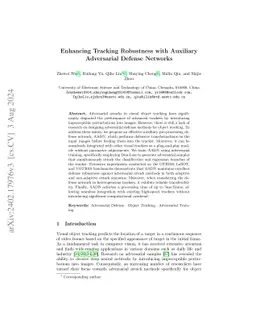 Enhancing Tracking Robustness with Auxiliary Adversarial Defense
  Networks