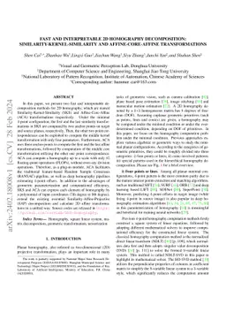 Fast and Interpretable 2D Homography Decomposition:
  Similarity-Kernel-Similarity and Affine-Core-Affine Transformations