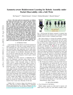 Symmetry-aware Reinforcement Learning for Robotic Assembly under Partial
  Observability with a Soft Wrist