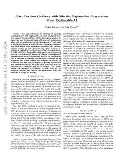 User Decision Guidance with Selective Explanation Presentation from
  Explainable-AI