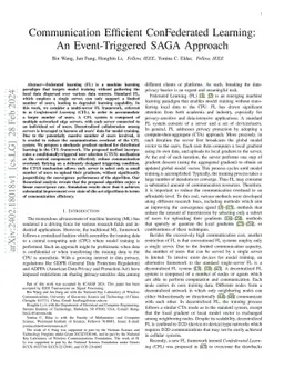 Communication Efficient ConFederated Learning: An Event-Triggered SAGA
  Approach