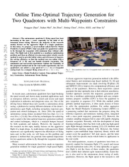 Online Time-Optimal Trajectory Generation for Two Quadrotors with
  Multi-Waypoints Constraints