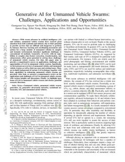 Generative AI for Unmanned Vehicle Swarms: Challenges, Applications and
  Opportunities