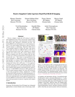 Passive Snapshot Coded Aperture Dual-Pixel RGB-D Imaging