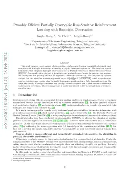 Provably Efficient Partially Observable Risk-Sensitive Reinforcement
  Learning with Hindsight Observation