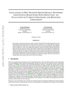 Challenges in Pre-Training Graph Neural Networks for Context-Based Fake
  News Detection: An Evaluation of Current Strategies and Resource Limitations