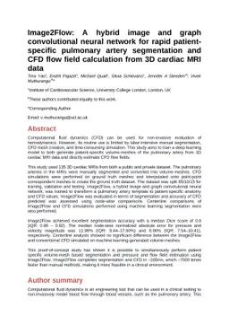 Image2Flow: A hybrid image and graph convolutional neural network for
  rapid patient-specific pulmonary artery segmentation and CFD flow field
  calculation from 3D cardiac MRI data