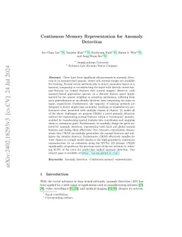 Continuous Memory Representation for Anomaly Detection
