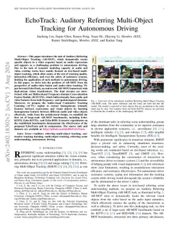 EchoTrack: Auditory Referring Multi-Object Tracking for Autonomous
  Driving