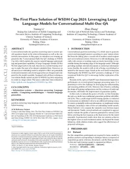 The First Place Solution of WSDM Cup 2024: Leveraging Large Language
  Models for Conversational Multi-Doc QA