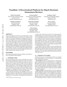 TrustRate: A Decentralized Platform for Hijack-Resistant Anonymous
  Reviews