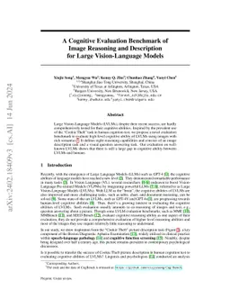 A Cognitive Evaluation Benchmark of Image Reasoning and Description for Large Vision-Language Models