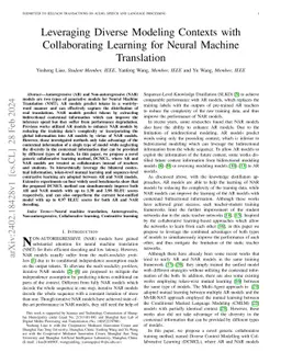 Leveraging Diverse Modeling Contexts with Collaborating Learning for
  Neural Machine Translation