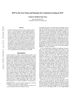 HOP to the Next Tasks and Domains for Continual Learning in NLP