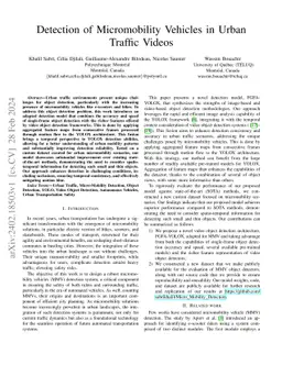 Detection of Micromobility Vehicles in Urban Traffic Videos
