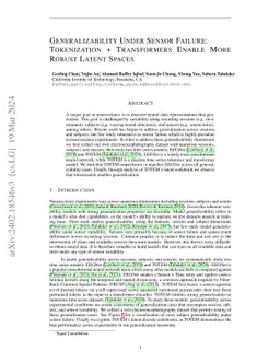 Generalizability Under Sensor Failure: Tokenization + Transformers
  Enable More Robust Latent Spaces