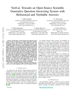 Verif.ai: Towards an Open-Source Scientific Generative
  Question-Answering System with Referenced and Verifiable Answers