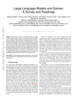 Large Language Models and Games: A Survey and Roadmap