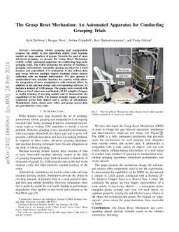 The Grasp Reset Mechanism: An Automated Apparatus for Conducting
  Grasping Trials
