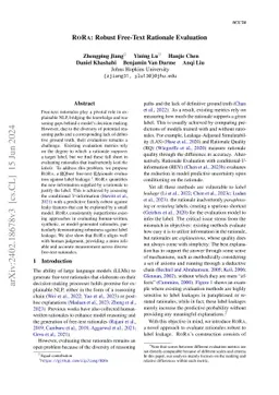 RORA: Robust Free-Text Rationale Evaluation