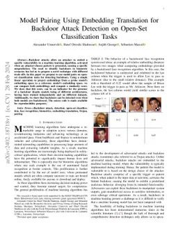 Model Pairing Using Embedding Translation for Backdoor Attack Detection
  on Open-Set Classification Tasks