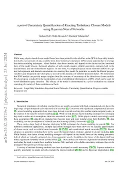 A Priori Uncertainty Quantification of Reacting Turbulence Closure
  Models using Bayesian Neural Networks
