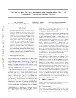 To Pool or Not To Pool: Analyzing the Regularizing Effects of Group-Fair
  Training on Shared Models