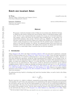 Batch size invariant Adam
