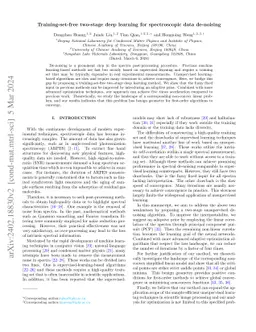 Training-set-free two-stage deep learning for spectroscopic data
  de-noising