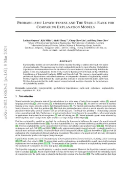 Probabilistic Lipschitzness and the Stable Rank for Comparing
  Explanation Models