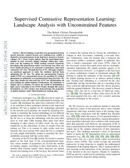 Supervised Contrastive Representation Learning: Landscape Analysis with
  Unconstrained Features