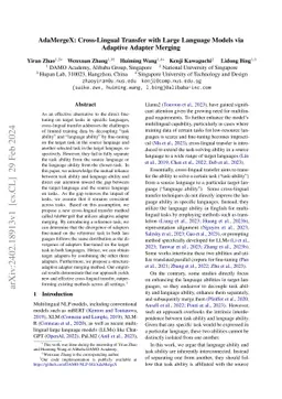 AdaMergeX: Cross-Lingual Transfer with Large Language Models via
  Adaptive Adapter Merging