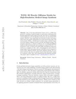 WDM: 3D Wavelet Diffusion Models for High-Resolution Medical Image
  Synthesis