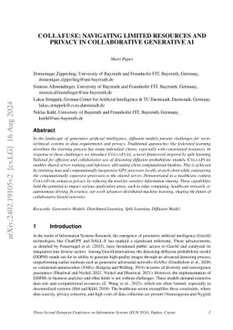 CollaFuse: Navigating Limited Resources and Privacy in Collaborative
  Generative AI