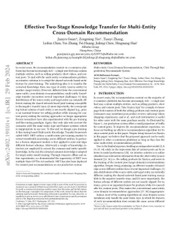 Effective Two-Stage Knowledge Transfer for Multi-Entity Cross-Domain
  Recommendation