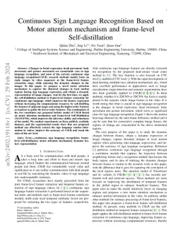 Continuous Sign Language Recognition Based on Motor attention mechanism
  and frame-level Self-distillation