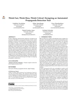 Think Fast, Think Slow, Think Critical: Designing an Automated
  Propaganda Detection Tool