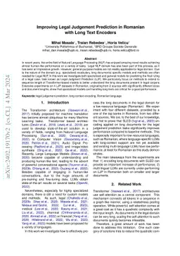 Improving Legal Judgement Prediction in Romanian with Long Text Encoders