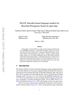 PeLLE: Encoder-based language models for Brazilian Portuguese based on
  open data