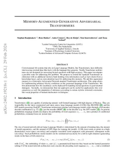 Memory-Augmented Generative Adversarial Transformers