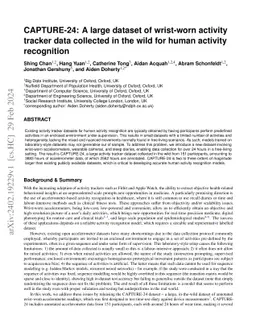 CAPTURE-24: A large dataset of wrist-worn activity tracker data
  collected in the wild for human activity recognition