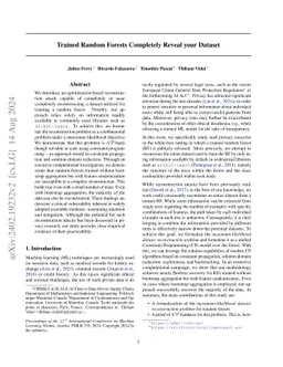 Trained Random Forests Completely Reveal your Dataset