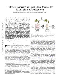 T3DNet: Compressing Point Cloud Models for Lightweight 3D Recognition